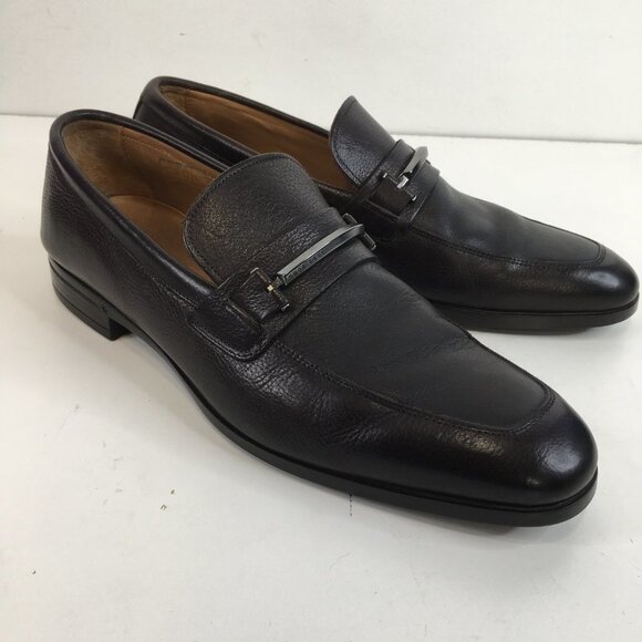 Boss Hugo Boss Portland Brown Pebbled Leather Bit Loafer Size 8 - Picture 8 of 13